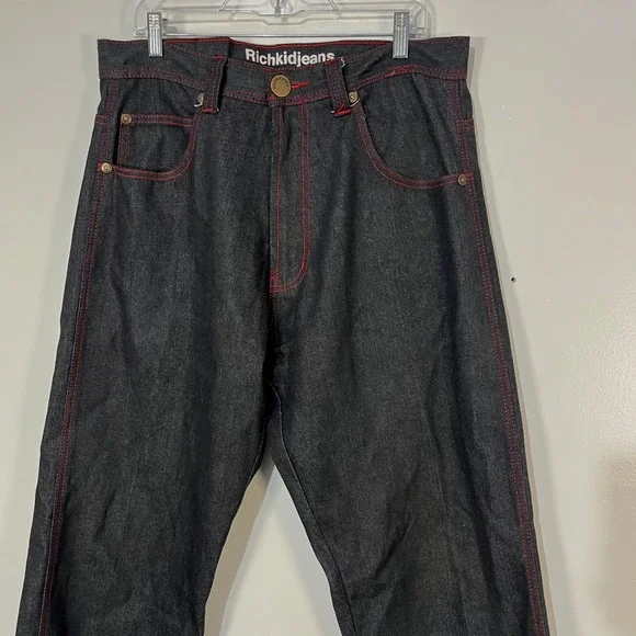 Y2K Rich Kid Jeans Dark Wash Straight Leg Baggy Jeans Men's Size 36X32